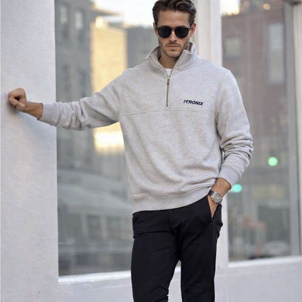 Orvis Men’s Quarter Zip Pullover Sweatshirt Large Cream Casual Athleisure